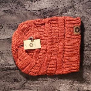 Winter Hat • Solid Knitted Hashtag Beanie Hat Orange